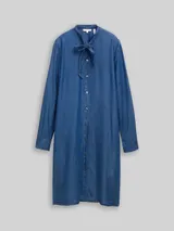 TOM TAILOR Damen Jeanskleid mit Schleifen-Detail, blau, Uni – Bild 3
