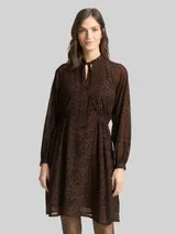 TOM TAILOR Damen Chiffon-Kleid mit Leo-Print, braun, Animalprint – Bild 4