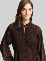 TOM TAILOR Damen Chiffon-Kleid mit Leo-Print, braun, Animalprint – Bild 6