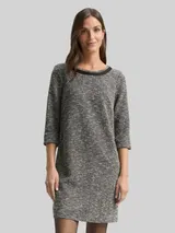 TOM TAILOR Damen Bouclé Kleid mit Schleifen-Detail, schwarz, Meliert – Bild 4