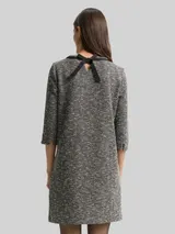 TOM TAILOR Damen Bouclé Kleid mit Schleifen-Detail, schwarz, Meliert – Bild 5