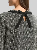 TOM TAILOR Damen Bouclé Kleid mit Schleifen-Detail, schwarz, Meliert – Bild 6