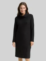 TOM TAILOR Damen Cosy Kleid mit Waffelstruktur, schwarz, Uni – Bild 4