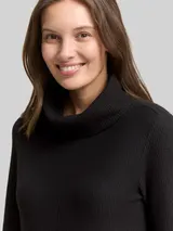 TOM TAILOR Damen Cosy Kleid mit Waffelstruktur, schwarz, Uni – Bild 6