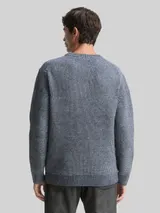 TOM TAILOR Herren Strickpullover mit Wollanteil, blau, Meliert – Bild 5