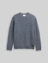 TOM TAILOR Herren Strickpullover mit Wollanteil, blau, Meliert – Bild 3