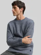 TOM TAILOR Herren Strickpullover mit Wollanteil, blau, Meliert – Bild 6