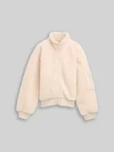 TOM TAILOR Mädchen Cropped Teddy Jacke mit Fleece, beige, Uni – Bild 3
