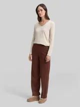 TOM TAILOR Damen TTMIA STRAIGHT Hose, braun, Uni – Bild 4