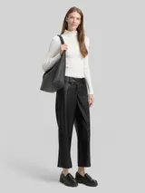 TOM TAILOR Damen Culotte Hose in Lederoptik, schwarz, Uni – Bild 4