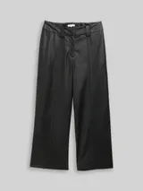 TOM TAILOR Damen Culotte Hose in Lederoptik, schwarz, Uni – Bild 3
