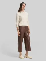 TOM TAILOR Damen Culotte Hose in Lederoptik, braun, Uni – Bild 4