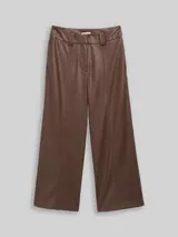 TOM TAILOR Damen Culotte Hose in Lederoptik, braun, Uni – Bild 3