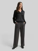 TOM TAILOR Damen TTLEA WIDE Hose mit Glitzer-Effekt, schwarz, Uni – Bild 4