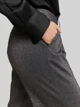 TOM TAILOR Damen TTLEA WIDE Hose mit Glitzer-Effekt, schwarz, Uni – Bild 6