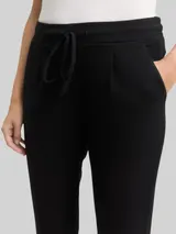 TOM TAILOR Damen Loose Slim Jacquard Hose mit Kordelzug, schwarz, Uni – Bild 6