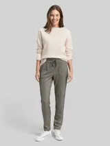 TOM TAILOR Damen Loose Slim Jacquard Hose mit Kordelzug, schwarz, Gemustert – Bild 4
