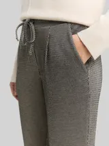 TOM TAILOR Damen Loose Slim Jacquard Hose mit Kordelzug, schwarz, Gemustert – Bild 6