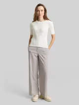 TOM TAILOR Damen TTLEA WIDE Hose mit Bügelfalte, grau, Uni – Bild 4