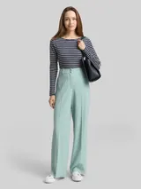 TOM TAILOR Damen TTLEA WIDE Hose mit Bügelfalte, grün, Meliert – Bild 4