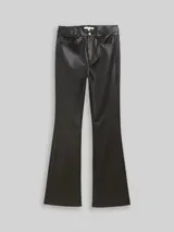 TOM TAILOR DENIM Damen Flared Hose in Lederoptik, schwarz, Uni – Bild 3