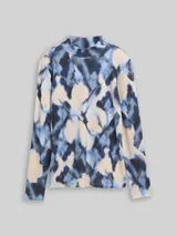 TOM TAILOR Damen Slim Fit Langarmshirt mit Muster, blau, Gemustert – Bild 3