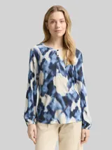 TOM TAILOR Damen Blusenshirt mit Muster, blau, Gemustert – Bild 4