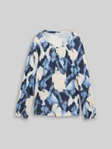 TOM TAILOR Damen Blusenshirt mit Muster, blau, Gemustert – Bild 3