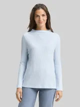 TOM TAILOR Damen Cosy Langarmshirt mit Stehkragen, blau, Meliert – Bild 4