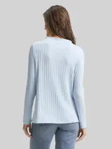 TOM TAILOR Damen Cosy Langarmshirt mit Stehkragen, blau, Meliert – Bild 5