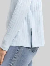 TOM TAILOR Damen Cosy Langarmshirt mit Stehkragen, blau, Meliert – Bild 6