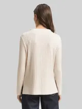 TOM TAILOR Damen Cosy Langarmshirt mit Stehkragen, beige, Meliert – Bild 5