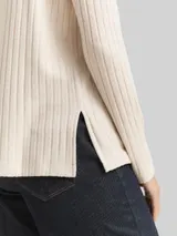 TOM TAILOR Damen Cosy Langarmshirt mit Stehkragen, beige, Meliert – Bild 6