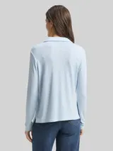 TOM TAILOR Damen Cosy Langarmshirt mit Polokragen, blau, Meliert – Bild 5