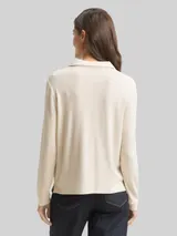 TOM TAILOR Damen Cosy Langarmshirt mit Polokragen, beige, Meliert – Bild 5