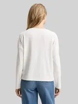 TOM TAILOR Damen Loose Fit Langarmshirt mit Rippstruktur, weiß, Uni – Bild 5