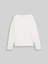 TOM TAILOR Damen Loose Fit Langarmshirt mit Rippstruktur, weiß, Uni – Bild 3