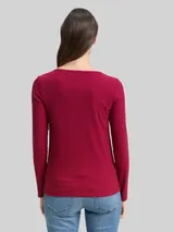 TOM TAILOR Damen Slim Fit Henley Langarmshirt, rot, Uni – Bild 5