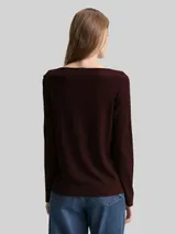 TOM TAILOR Damen Slim Fit Henley Langarmshirt, braun, Uni – Bild 5