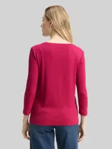 TOM TAILOR Damen Slim Fit Langarmshirt mit Glitzer-Logo, rot, Uni – Bild 5