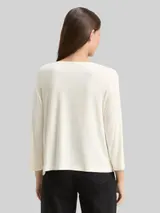 TOM TAILOR Damen Langarmshirt mit Wasserfallkragen, weiß, Uni – Bild 5