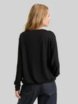 TOM TAILOR Damen Loose Fit Langarmshirt mit Glitzer-Effekt, schwarz, Uni – Bild 5