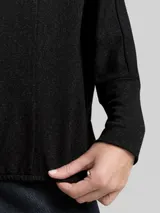 TOM TAILOR Damen Loose Fit Langarmshirt mit Glitzer-Effekt, schwarz, Uni – Bild 6
