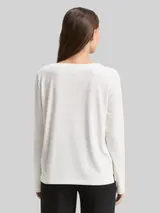 TOM TAILOR Damen Langarmshirt mit Glitzer-Streifenmuster, weiß, Gestreift – Bild 5