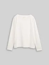 TOM TAILOR Damen Langarmshirt mit Glitzer-Streifenmuster, weiß, Gestreift – Bild 3