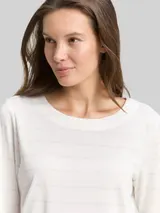 TOM TAILOR Damen Langarmshirt mit Glitzer-Streifenmuster, weiß, Gestreift – Bild 6
