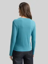TOM TAILOR Damen Slim Fit Langarmshirt, blau, Uni – Bild 5