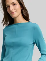 TOM TAILOR Damen Slim Fit Langarmshirt, blau, Uni – Bild 6