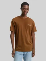TOM TAILOR DENIM Herren Relaxed Fit T-Shirt mit Print, braun, Uni – Bild 4