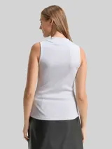 TOM TAILOR DENIM Damen Slim Fit Top mit Glitzer-Effekt, weiß, Uni – Bild 5